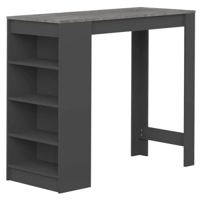 Image of TEMAHOME Aravis Bar Table, Black and Cement, 115 x 50 102.7 cm