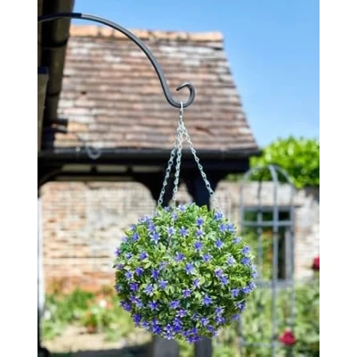 Image of Garden Mile artificial Topiary Balls, 30cm Faux Boxwood balls Purple Flowers, Durable UV Weather resistant Decorative flower outdoor hanging for garden, Patio (Purple Lily)