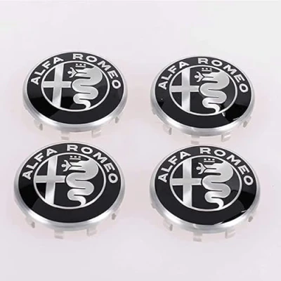 Image of XIAZHI Set of 4 Wheel Hub Covers for Alfa Romeo Giulietta (Type 940) 2010 2016,Wheel Centre Caps,Wheel Center Caps Badges,Wheel Cap Kit,Hub Cover,60 mm,Black 60mm