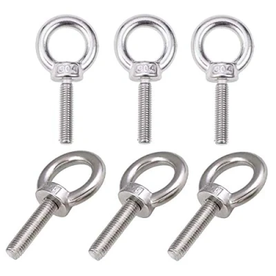 Image of Liwein M8 Eye Bolts 304 Stainless Steel Lifting Ring Male Thread Machinery Shoulder Hardware Nut 6 Pieces