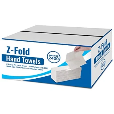 Image of White Paper Hand Towels 2400 Sheets Z FOLD 2PLY