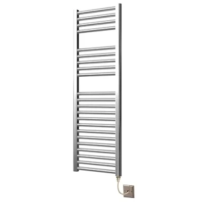 Image of Extra High Heat Output Chrome Electric Flat Towel Rail 400 x 1200mm Bathroom Radiator Heater Up to 26% More