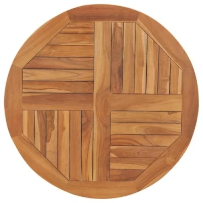 Image of vidaXL Solid Teak Wood Table Top Round 80cm Wooden Replacement Dining Tops