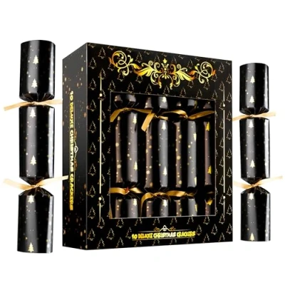 Image of KreativeKraft Christmas Crackers Pack of 10 for Kids and Adults with Gifts Toys Games Inside Party Decorations