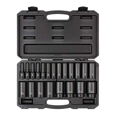 Image of TEKTON 1/2 Inch Drive Deep 6 Point Impact Socket Set, 21 Piece (5/16 1 in.) SID92306