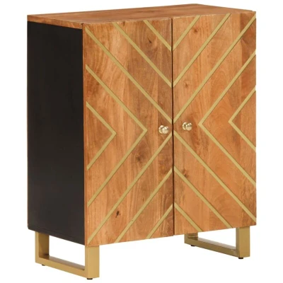 Image of vidaXL Side Cabinet Brown and Black 60x33.5x75 cm Solid Wood Mango