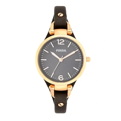 Image of Fossil Watch for Women Georgia, Quartz Movement, 32 mm Rose Gold Stainless Steel Case with a Genuine Leather Strap, ES3077