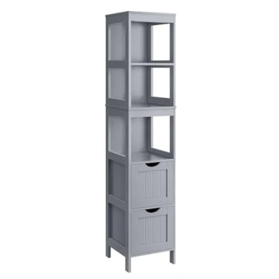 Image of VASAGLE Bathroom Cabinet Stand Storage 2 Drawer Chest 3 Open Compartments Living Room Kitchen Furniture Dove Grey BBC066G02