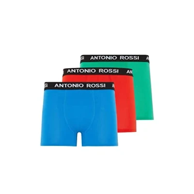 Image of ANTONIO ROSSI (3/6 Pack) Men&#039;s Fitted Boxer Hipsters Mens Boxers Shorts Multipack with Elastic Waistband Cotton Rich, Comfortable Underwear, Red, Green, Blue (3 Pack), S