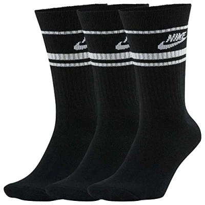 Image of Nike CQ0301 010 U NK CREW NSW ESSENTIAL STRIPE Socks unisex adult black/(white) L