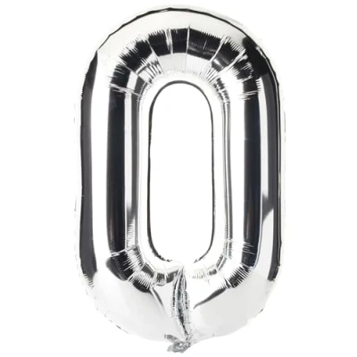 Image of Silver Number 0 Shaped Large Foil Balloon (86cm) 1 Piece Perfect for Birthday Parties and Special Events, 34 Inch