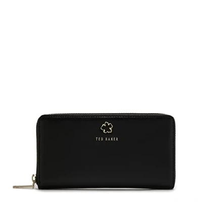 Image of Ted Baker JORJANA Flower Eyelet Large Zip Around Purse, Black