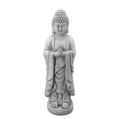 Image of gartendekoparadies.de standing Buddha monk, stone figure, H. 60 cm, 17 kg, gray, frost proof made of cast for outdoor use