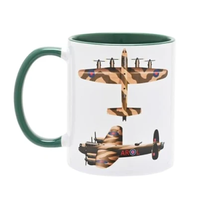 Image of Widdop and Co RAF Printed Stoneware Mug Lancaster 325ml for Hot Drinks, Coffee, Tea Gift Present Father&#039;s Day, Birthday, Him, Her Military, Air Force
