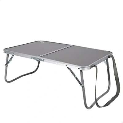 Image of AKTIVE Portable Folding Camping Table with Handle for Easy Transport, Small Table, Picnic Measures 60 x 40 25 cm, Aluminium and Lightweight MDF Wood, Accessories (63015)