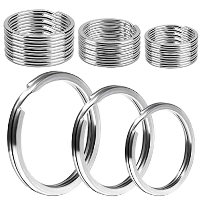 Image of 30 PCS Key Rings Hoops, 3 Sizes Metal Flat Split Ring, Silver Keyring Loop Round Chain Connector for Jewelry Making Crafts Ornaments and DIY Arts(20mm/25mm/30mm)