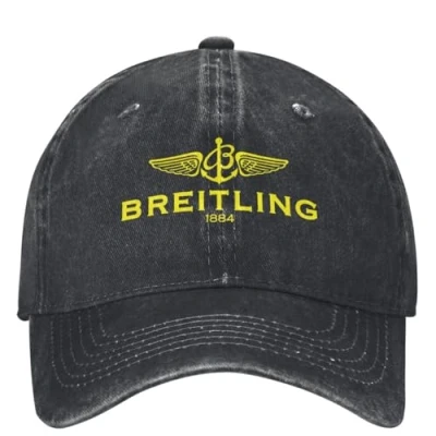 Image of ORHFHVW Baseball Cap Breitling Logo Yellow Denim Men Women Design Trucker Hat Spring Casual Hiking Fishing Sun Proof Snapback Birthday Gift