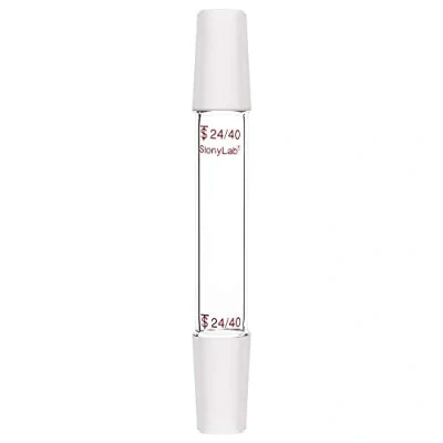 Image of stonylab Glass 24/40 Straight Laboratory Adapter, Borosilicate 90 mm Between Two Ground Inner Standard Taper Joints for Lab Supply