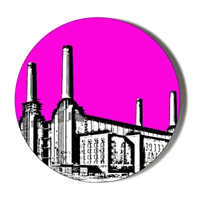 Image of Gift Insanity BATTERSEA POWER STATION POP ART PINK BACKGROUND 45mm Medium Badge