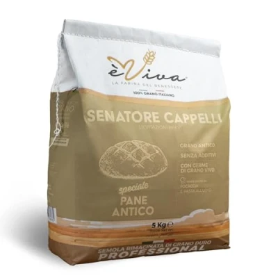 Image of Senatore Cappelli Italian Remilled Semolina from Ancient Durum Wheat Kg 5 Pugliese For Breads, Focaccia, Pasta With Live Germ èViva