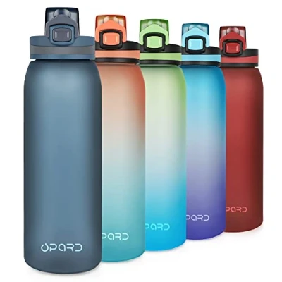Image of Opard Sports Water Bottle, 900ml BPA Free Non Toxic Tritan Plastic Drinking Bottle with Leak Proof Flip Top Lid for Gym Yoga Fitness Camping