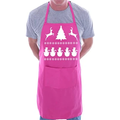 Image of Christmas Reindeer Santa BBQ Cooking Funny Novelty Apron Pink