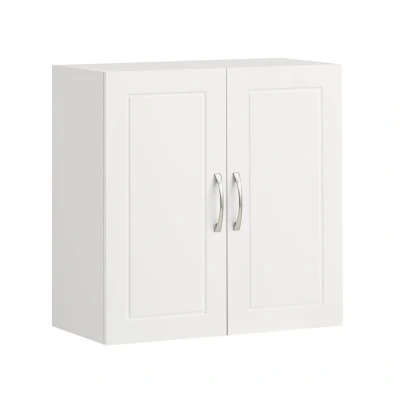 Image of SoBuy White Kitchen Bathroom Wall Unit with Double Doors FRG231 W