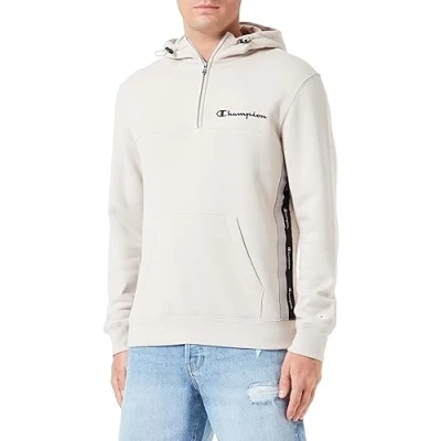 Image of Champion Men&#039;s Legacy American Tape Powerblend Fleece Half Zip Hooded Sweatshirt, Grigio Argento, S UK