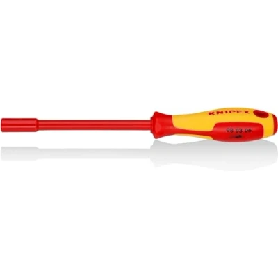 Image of Knipex Nut Driver with screwdriver handle burnished, insulating multi component handle, VDE tested 232 mm 98 03 06
