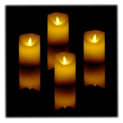 Image of Relaxdays led candles, Set of 4, Timer &amp; Flickering Flame, HxD: 10 x 7.5 cm, Flameless Candlelights, Electronic, Cream
