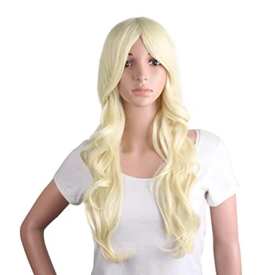 Image of MapofBeauty Charming Synthetic Fiber Long Wavy Hair Wig Women&#039;s Party Full Wigs (Light Blonde)