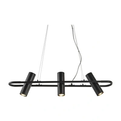 Image of 3 Light Ceiling Pendant Bar Matt Black, GU10