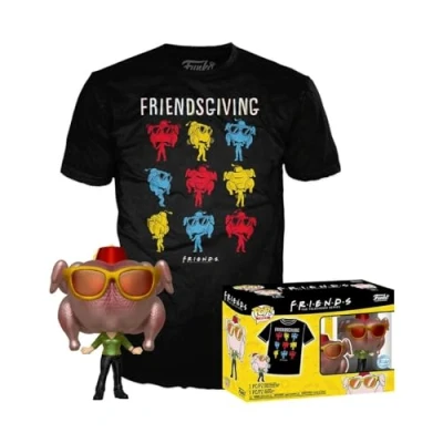Image of Funko Pop! &amp; Tee: Friends onica Monica With Turkey Medium T Shirt Clothes Collectable Vinyl Figure Gift Idea Toys and Short Sleeve Top for Adults Unisex Men Women TV Fans