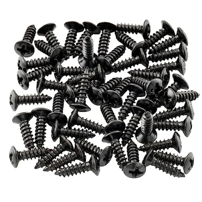 Image of Musiclily 3x12mm Guitar Bass Pickguard Screws Scratch Plate for Fender Stratocaster Telecaster Electric Bass,Black(Pack of 50)