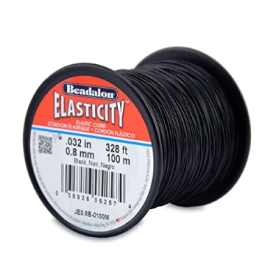 Image of Beadalon Stretch Cord, Rubber, Black, 0.8 mm / .32 in, 100 m 328 ft