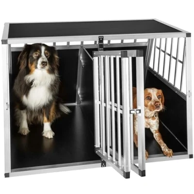 Image of TecTake Dog cage trapezoidal different models (104x90.5x71cm with partition wall No. 402227 6)