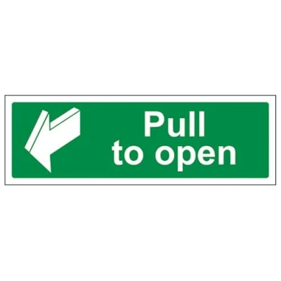 Image of V Safety Pull To Open Door Sign 450mm x 150mm 1mm Rigid Plastic