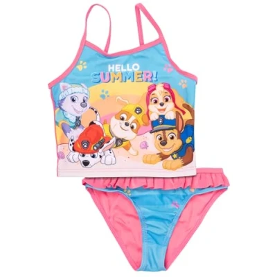 Image of Paw Patrol tankini swimming costume with ruffles for girls Hello Summer two piece children&#039;s (DE/NL/SE/PL, numerical, 98, 104, regular, pink/blue)