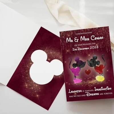 Image of Personalised Mickey &amp; Minnie Mouse Wedding, Anniversary Card