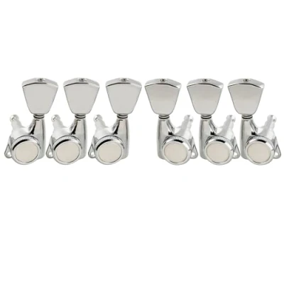 Image of Musiclily Pro 3L+3R Guitar Locking Tuners 18:1 Ratio Lock String Tuning Key Pegs Machine Heads Replacement for LP SG Style Electric Folk or Acoustic Guitar, Chrome with Keystone Button