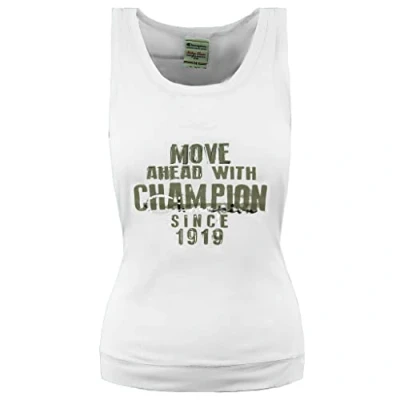 Image of Champion Heritage Fit Graphic Sleeveless White Womens Vest 106336 006