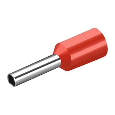 Image of Heschen Cord End Terminal, E1508, AWG16 / 1.5mm², Wire Copper Crimp Connector, Vinyl Insulated, Red, Pack of 1000