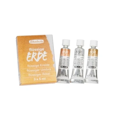 Image of Schmincke Liquid Earth, Trio 3x 5 ml, 18 858 00, for painting, (pre ) drawing and underpainting, vegan