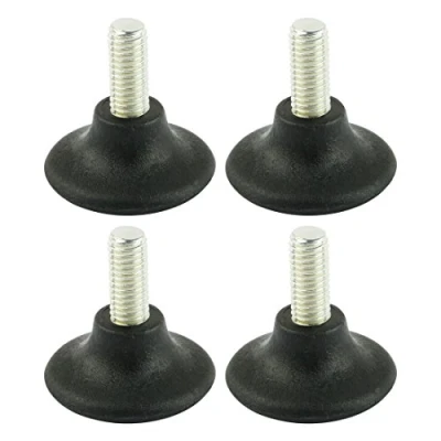 Image of sourcing map M8 x 18mm Thread 34mm Head Furniture Glide Leveling Foot Adjuster 4 Pcs Black