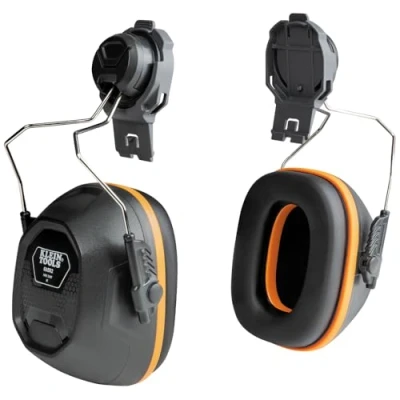Image of Klein Tools 60502 Earmuffs, Full Brim Hard Hat Attachment, 26dB Noise Protection, for Construction, Manufacturing, Maintenance, Woodworking