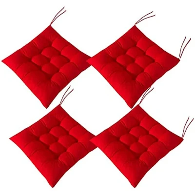 Image of Topstylehouse 4 PCS Soft Chair Pads, Seat Pads with Ties, Cushions Dining Room for Garden Patio Kitchen (Red,40x40cm)