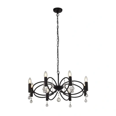 Image of Infinity 8 Light Ceiling Pendant Black with Crystal Glass Detail