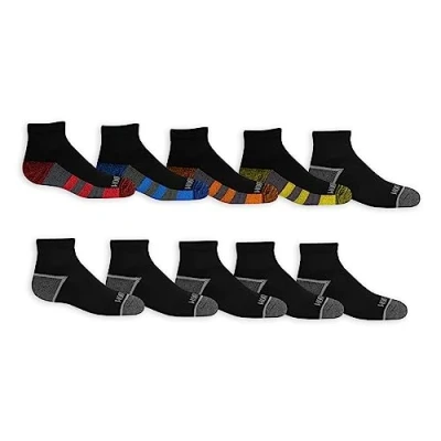 Image of Fruit of the Loom Boys Zone Cushion Ankle Socks 10 Pack, Large, Black Assorted