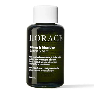 Image of HORACE Lemon &amp; Mint Beard Oil for Men Conditioner with Argan Gentle Care All Skin Types Citrus, Aromatic Scent, 30 ml