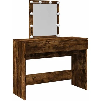 Image of vidaXL Dressing Table with LED Smoked Oak 100x40x130 cm